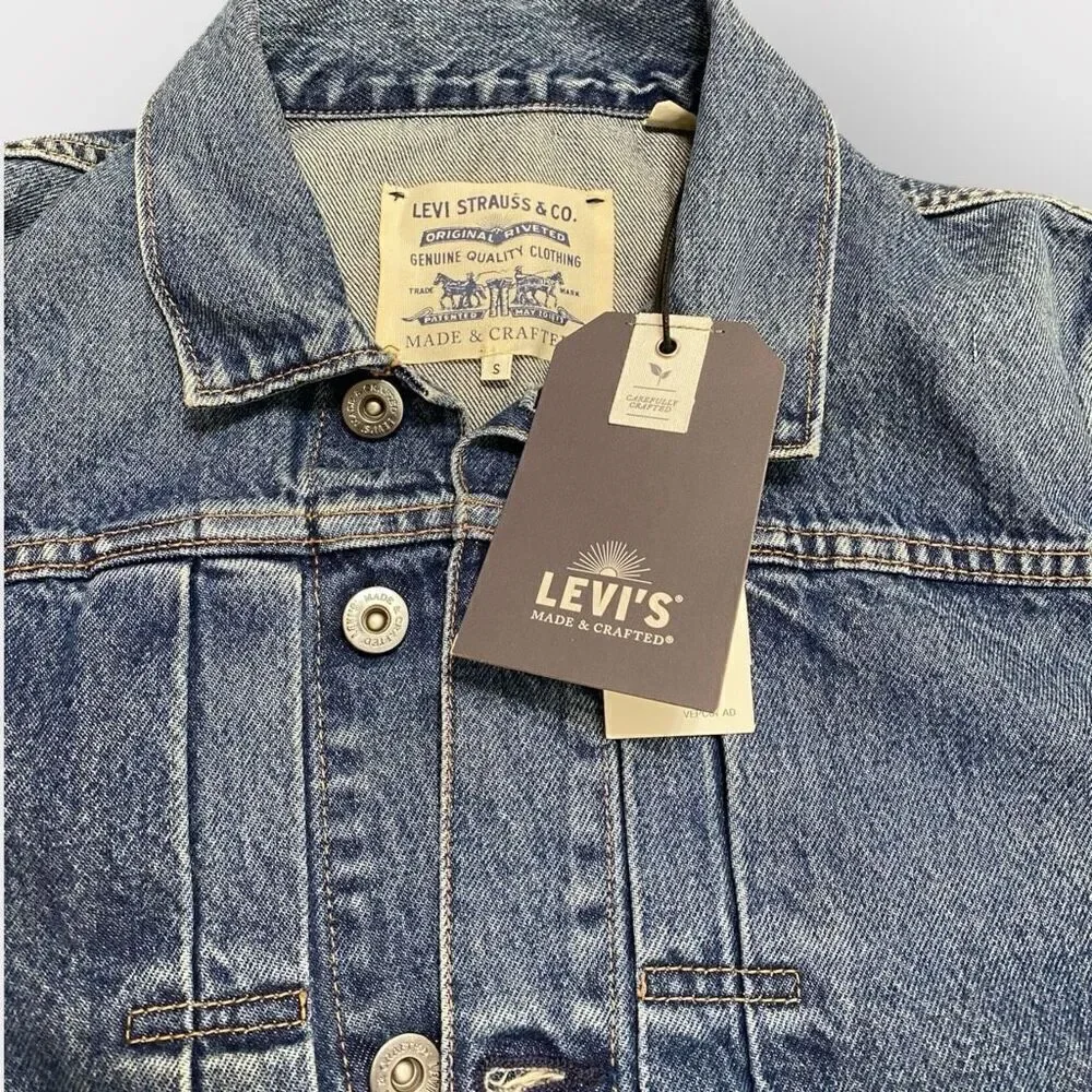 Levi's Made & Crafted Pleated Front Type II Denim Jean Jacket Mens size S New - Picture 5 of 12